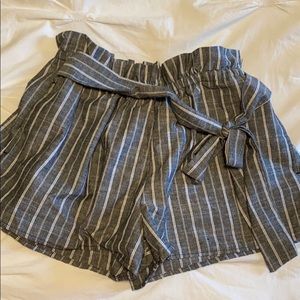 striped paperbag shorts with tie